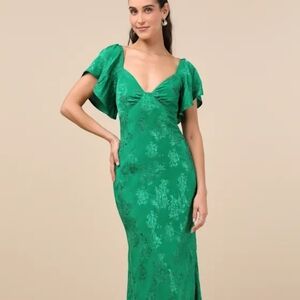 Lulu's Elegant Green Midi Dress